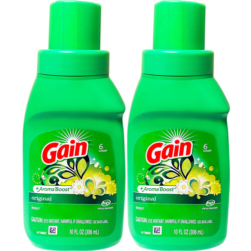 Detergente para ropa Gain Original Dos botellas de 10 oz.