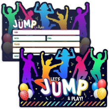 (2 Set) Jumping Theme Birthday Party Invitations,Trampoline Jump Birthday Invite - Trampoline Birthday Party - 12 Cards + 12 Envelopes