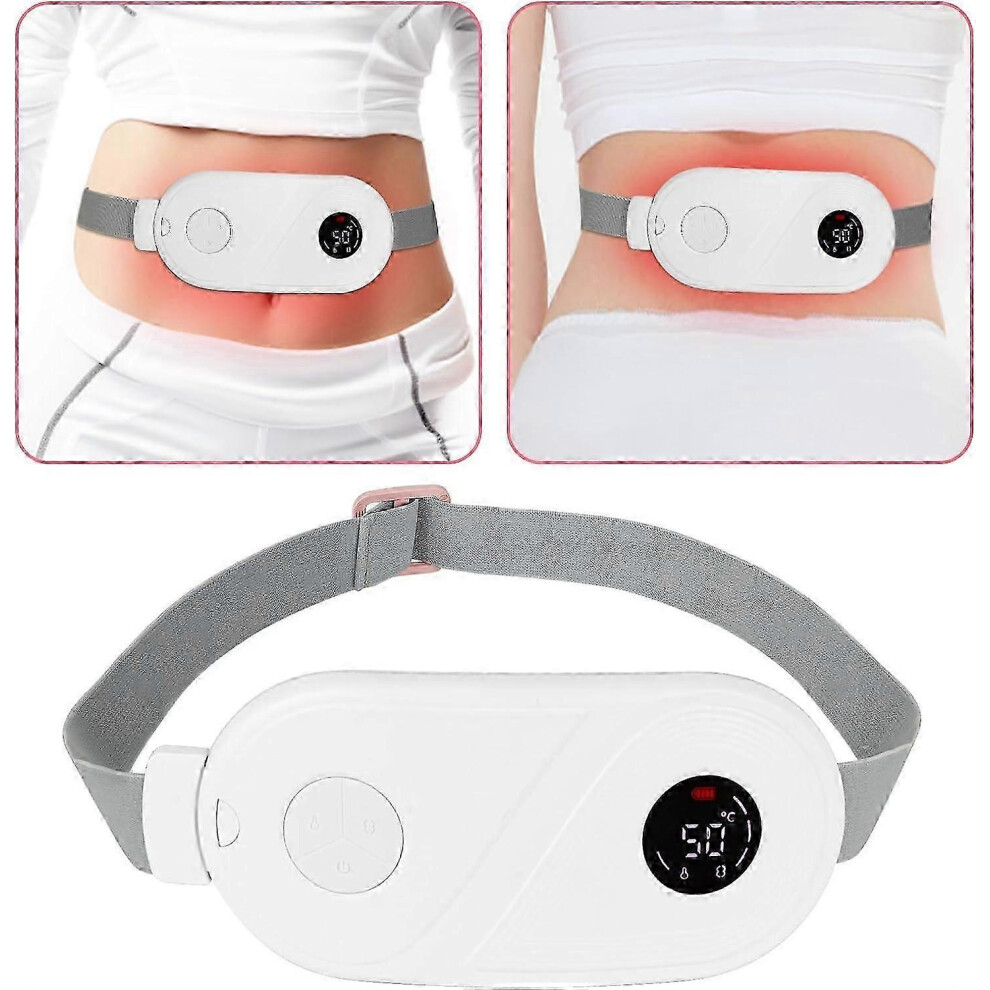 (White) Portable Cordless Heating Pad, Heating Pad for Back or Belly Pain with 3 Heat Levels and 3 Vibration Massage Modes,Fast Heating Pad