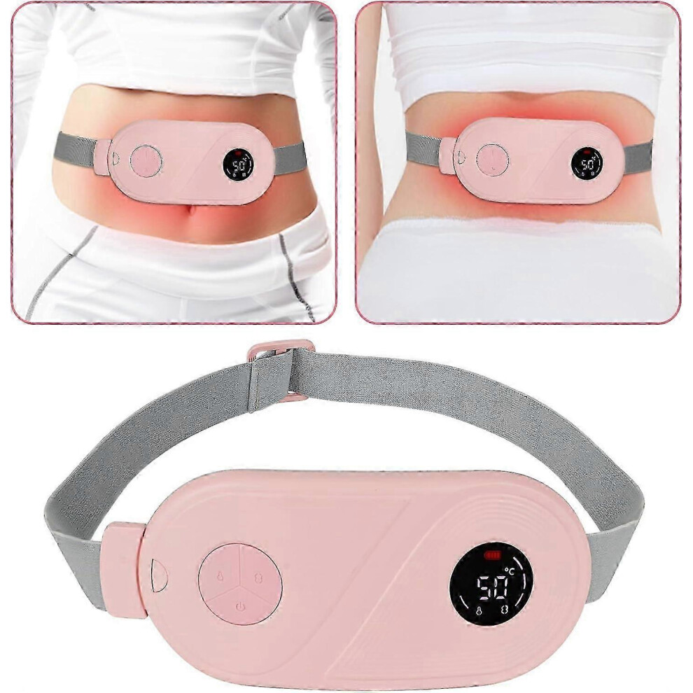 (Pink) Portable Cordless Heating Pad, Heating Pad for Back or Belly Pain with 3 Heat Levels and 3 Vibration Massage Modes,Fast Heating Pad