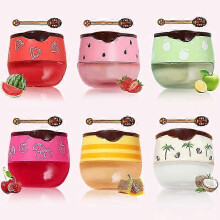 Bee Lip Balm Honey Pot, Honey Lip Mask Overnight Nourishing Hydrating Dry and Cracked Lip Scrubs Exfoliator Moisturizing Lip Sleeping Mask Reduces Lip