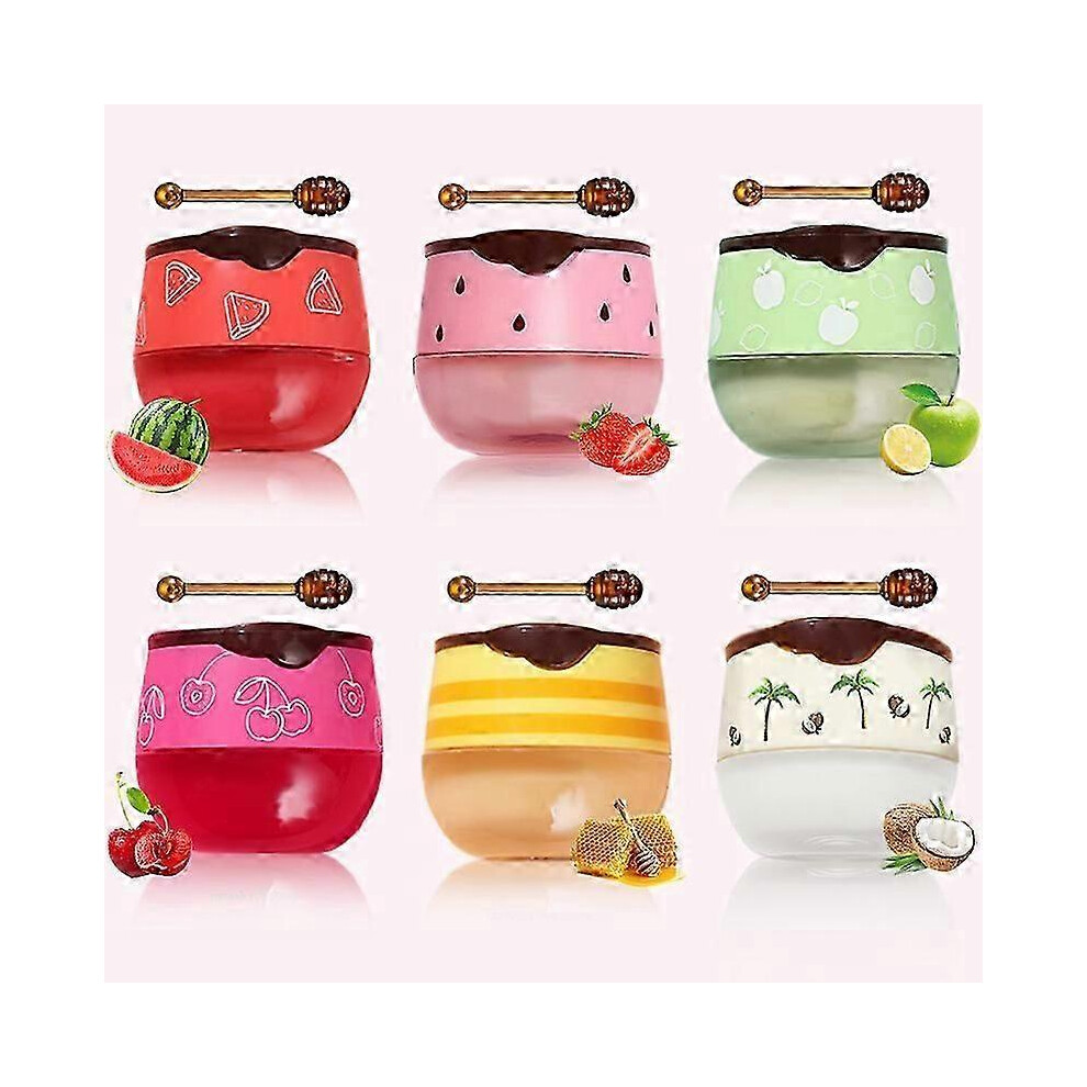 Bee Lip Balm Honey Pot, Honey Lip Mask Overnight Nourishing Hydrating Dry and Cracked Lip Scrubs Exfoliator Moisturizing Lip Sleeping Mask Reduces Lip
