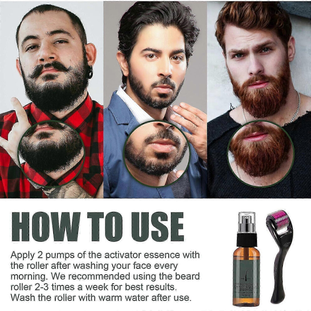 Beard Growth Oil Natural Men Beard Growth Roller Kit Men's Beard Growth Oil Nourishing Enhancer
