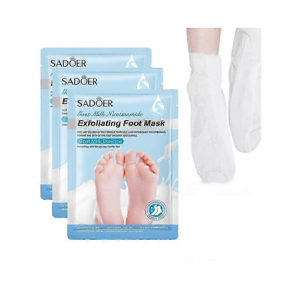 (Goat milk nicotinamide) 5Pairs Exfoliating Feet Mask Exfoliating Foot Peel Mask Socks Pedicure Peeling Dead Skin Remover Feet Mask Peel Moisturizing