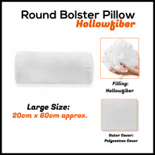(Large 20 x 60cm) Round Bolster Pillow White Cushion Long Body Support Orthopaedic Pillow
