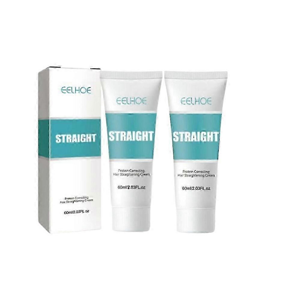 2Pcs 60ML Keratin Hair Straightening Cream Professional Damaged Treatment Faster Smoothing Curly Hair Care Protein Correction Cream