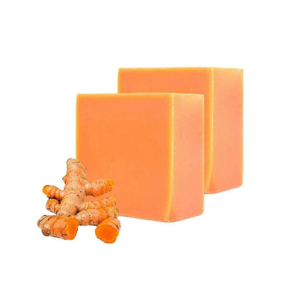 2x Nature Turmeric Handmade Soap Bar for Face & Body Dark Spot Corrector Remover,Moisturizing Erase Fine Lines,Firmin Friendly
