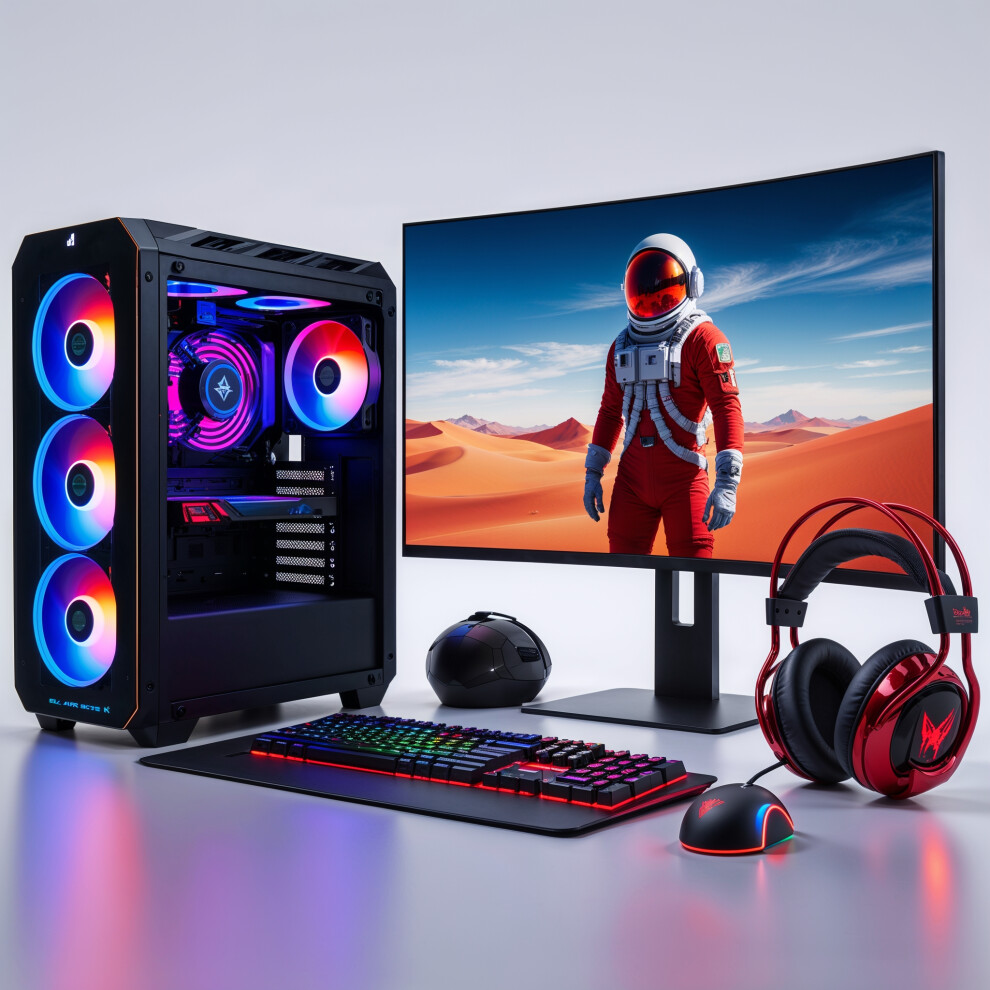 Gaming 22" 6 Fan Bundle - Ryzen 3 3200G, Gt1030 2Gb, 16Gb Ram, 1Tb+256Gb Ssd, Win 11 Black 5061023957721