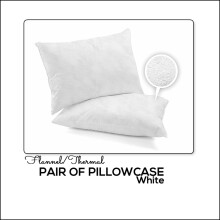 (White) Flannelette Pair of Pillowcase 100% Brushed Cotton Thermal Soft Warm Standard Size 19 x 29 inch