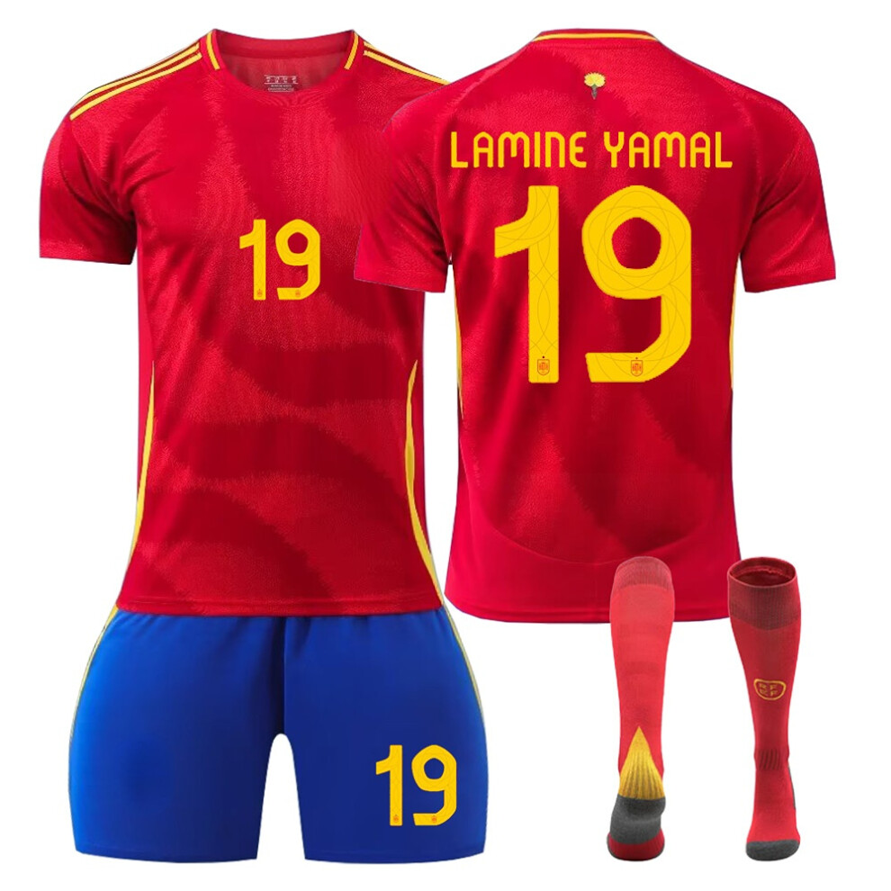 (22) 24/25 UEFA The Red One Home Football Activewear Jersey No.19 Lamine Yamal Fans Football Training Shirt For Kids And Adult