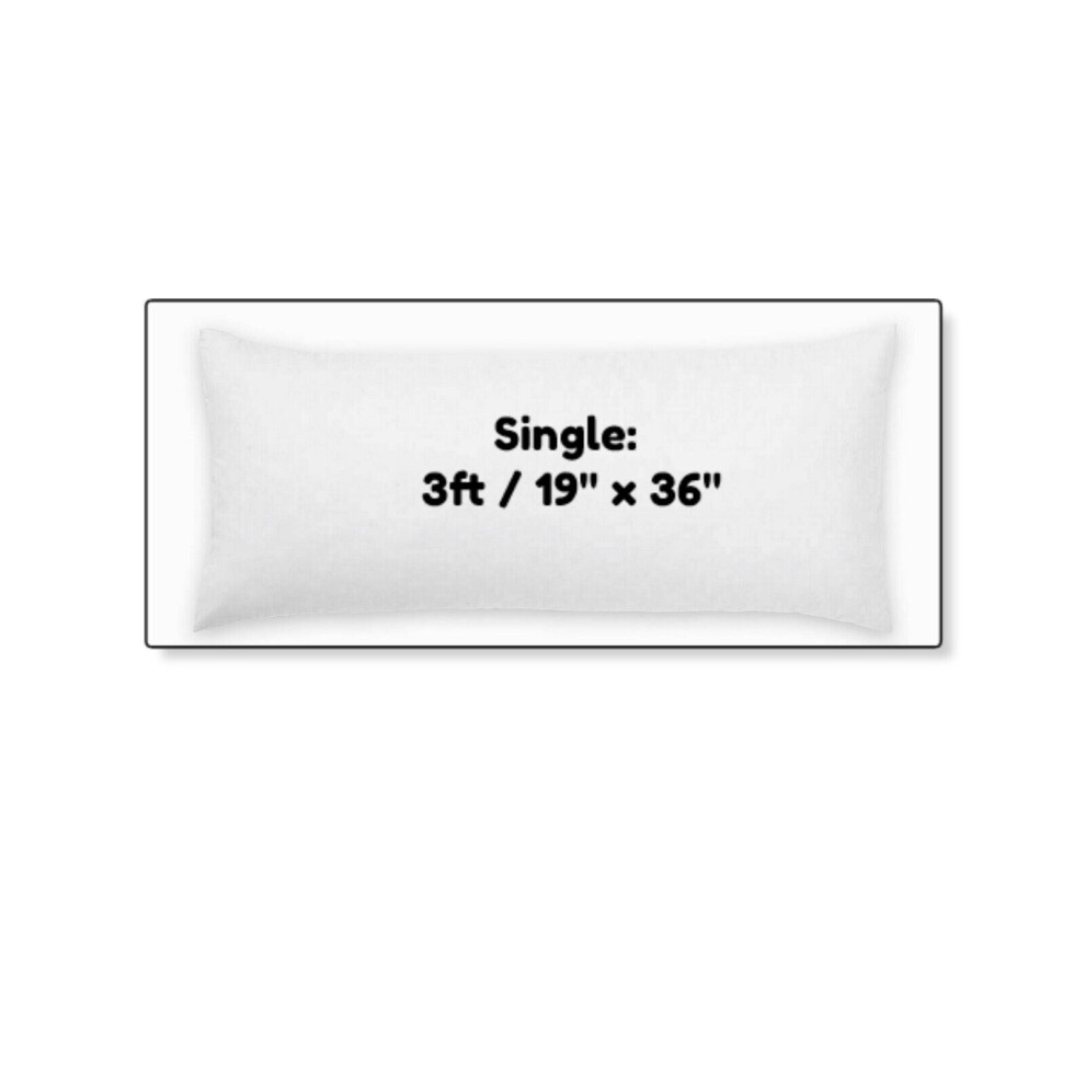 (Single 3ft) Bolster Pillow Long Orthopedic Full Body Support Pregnancy Maternity Cushion Extra Fill Comfort in 5 Sizes