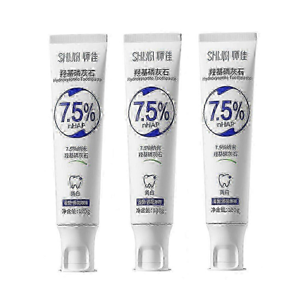 (3 Pcs) 1-3X 7.5% Hydroxyapatite Toothpaste Remove Tooth Stains For Sensitive Teeth Yellow