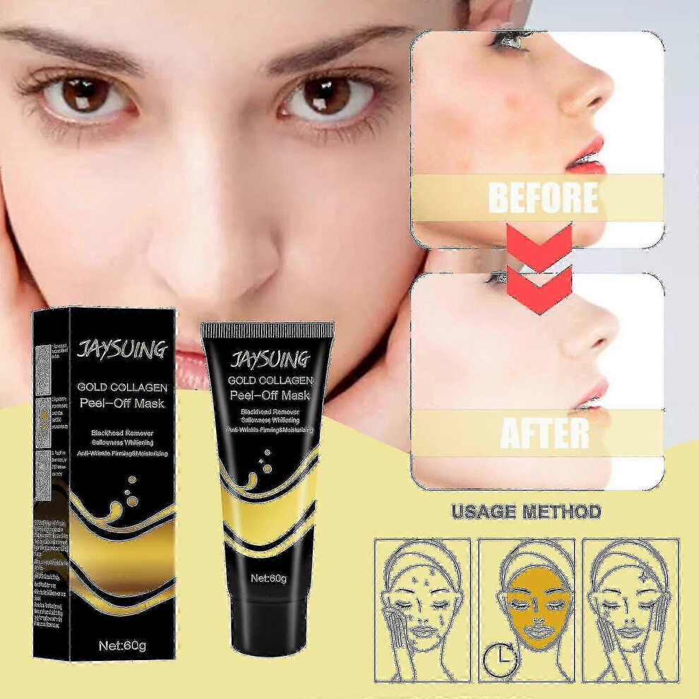 Jaysuing Gold Tear-off Mask Cream Applicator Mask Oil Control Shrinkage Pore Removal Blackhead Hydration Mask -3352780810438