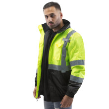 JORESTECH Sicherheits-Bomberjacke, wasserdicht, reflektierend, hohe Sichtbarkeit, Gelb/Limette, ANSI Klasse 3, Level 2, Typ R JK-01 (S)