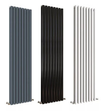 (Black, 1800mm x 354mm) Oval Designer Radiator Oval Column Central Heating