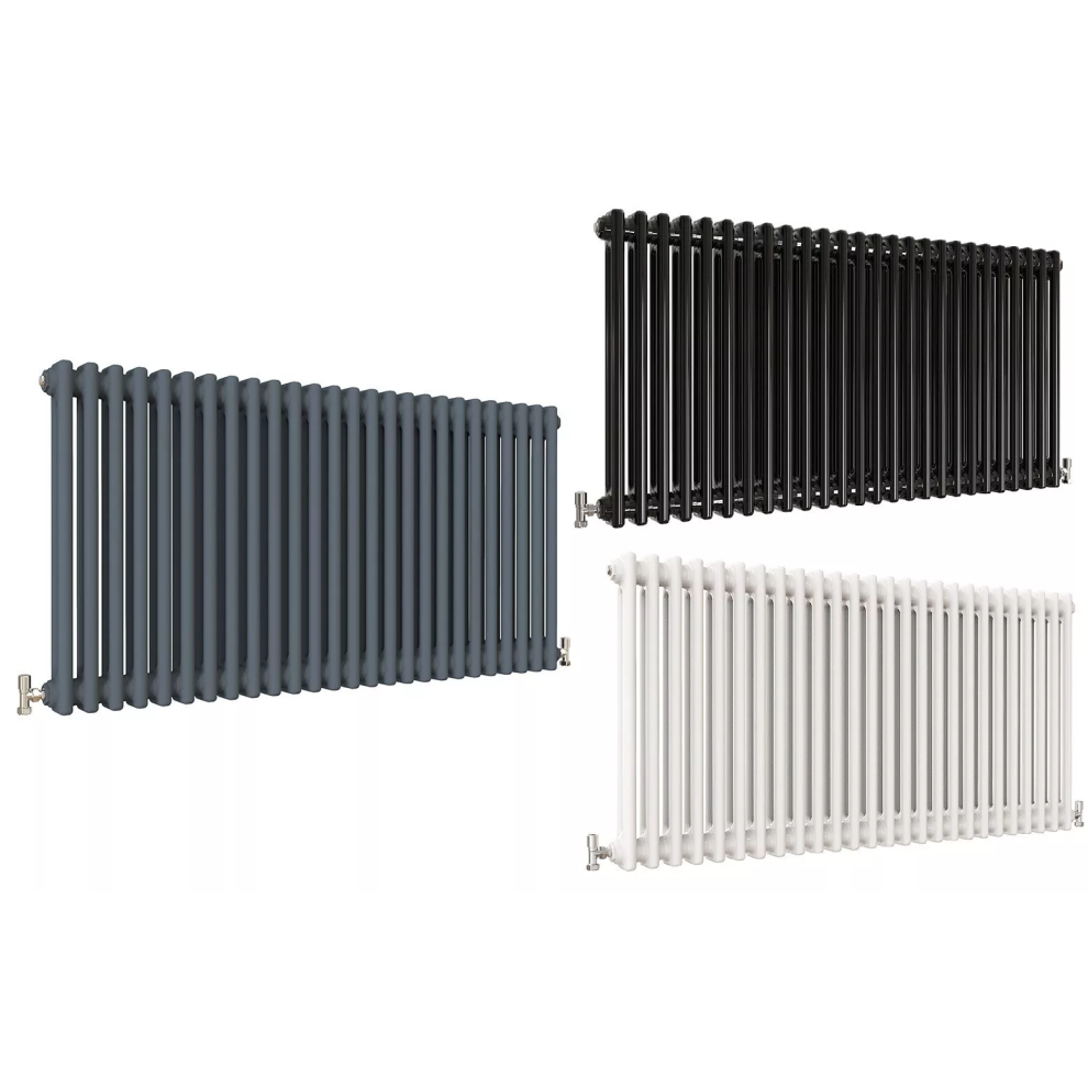 (White, 600Mm X 1190Mm Double Column) Traditional Radiator - Vertical/Horizontal 2/3 Column Design, Premium Heating