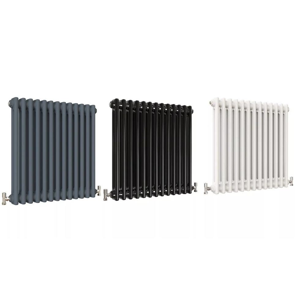 (White, 600mm x 605mm Double Column) Traditional Radiator - Vertical/Horizontal 2/3 Column Design, Premium Heating