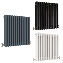 (White, 600mm x 605mm Triple Column) Traditional Radiator - Vertical/Horizontal 2/3 Column Design, Premium Heating