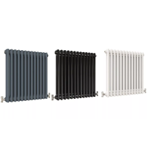 (Black, 600mm x 605mm Double Column) Traditional Radiator - Vertical/Horizontal 2/3 Column Design, Premium Heating