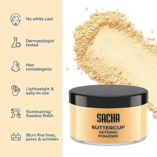 New Sacha Buttercup Setting Powder - Finely Milled and Flash-Friendly bogo 2
