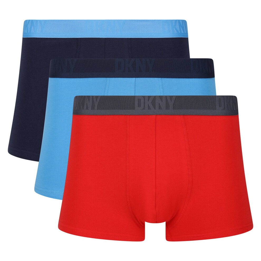 (Navy/Blue/Red, Small) DKNY 3 Pack Ojai Boxers