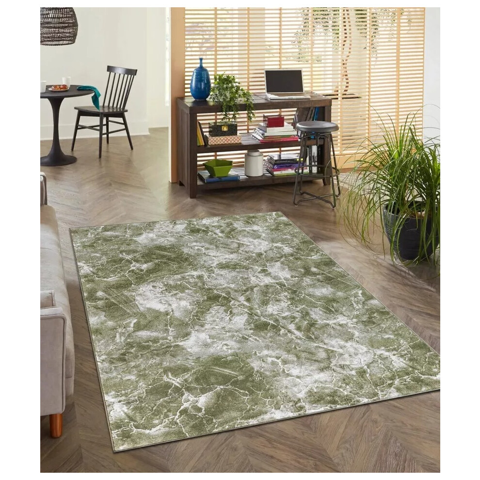 Shaggy Rugs Ltd (Green (Marble Rug), 80 X 150 Cm) Modern Large Rugs Living Room Bedroom Hallway Runner Rug