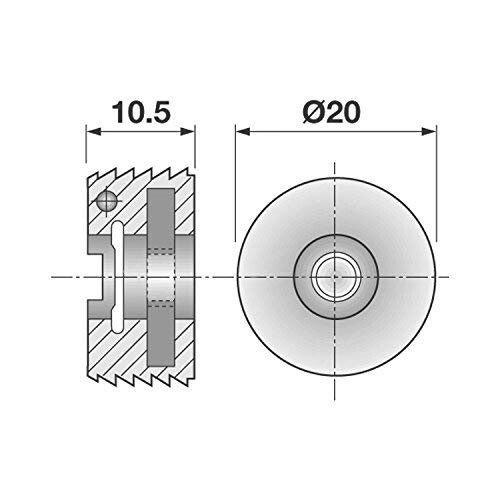 RoC 10 Πακέτο Ροκ Υλικό 20mm Διάμετρος Πλαστικός Ρυθμιστής Πρόσοψης Συρταριού 3/16" 2