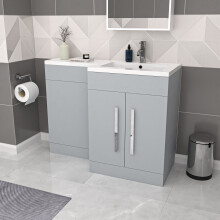 Nes Home Matte Grey 1100mm RH Freestanding Vanity WC Unit with Basin Flat Pack