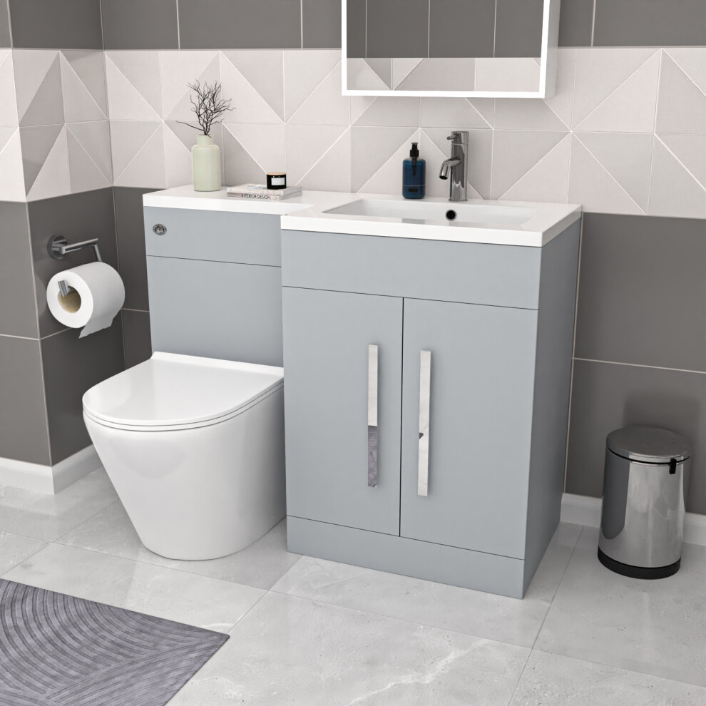 Nes Home Matte 1100Mm Rh Vanity Wc Unit & Btw Toilet Flat Pack Grey