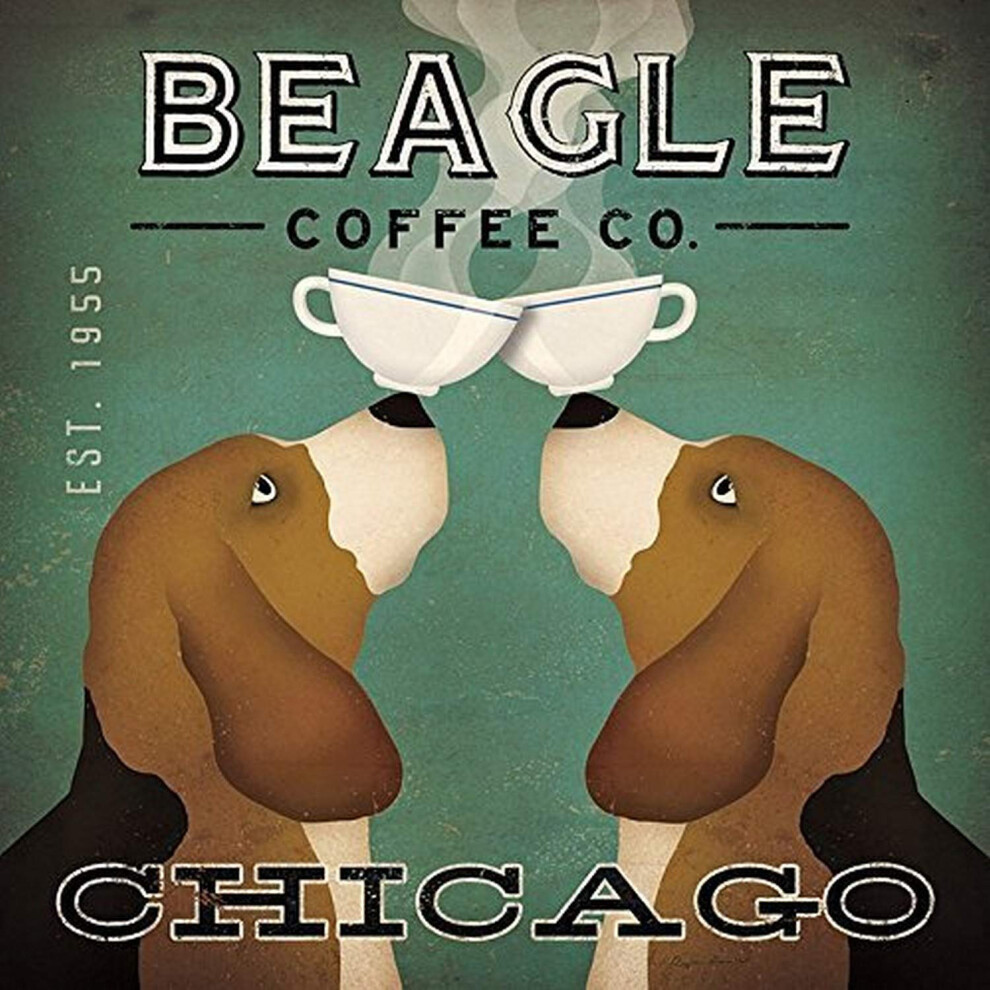Buyartforless Beagle Coffee Co Chicago par Ryan Fowler 12x12 Beatles Coffee Signs Dogs Hounds Animaux Art Print Poster Vintage Advertising Sign Multic