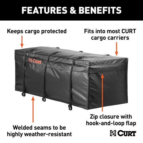 CURT 18211 56 x 22 x 21 polegadas resistentes ao clima preto Bolsa de carga de vinil para portador de engate 2