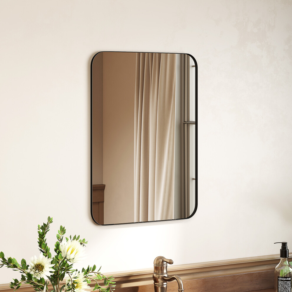HOMCOM 70cm Rectangle Mirror, Wall Mirror for Bathroom, Black