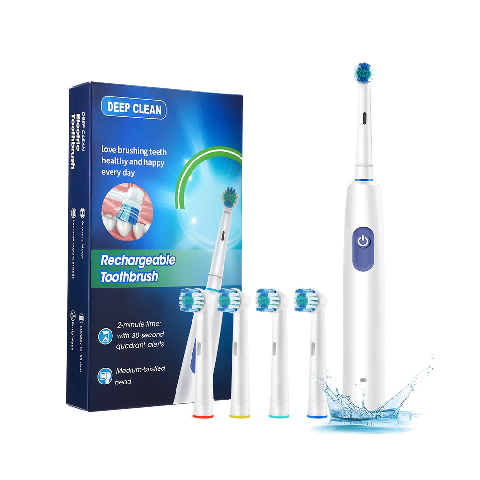Maxpower Smart Rotating Electric Toothbrush, Rechargeable Rotary Toothbrush With 4 Heads, Electric Toothbrush For Adults