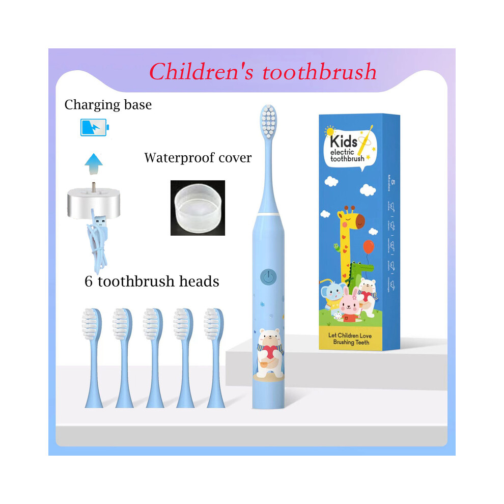 Maxpower Children's Clean Sonic Electric Toothbrush Cartoon Pattern For Kids With Replacement Tooth Brush Head Toothbrush