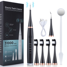 7-in-1 Ultrasonic Dental Cleaner & Tartar Remover - USB Rechargeable, 5-Speed Scaler, IPX6 Waterproof, Sonic Plaque Cleaner