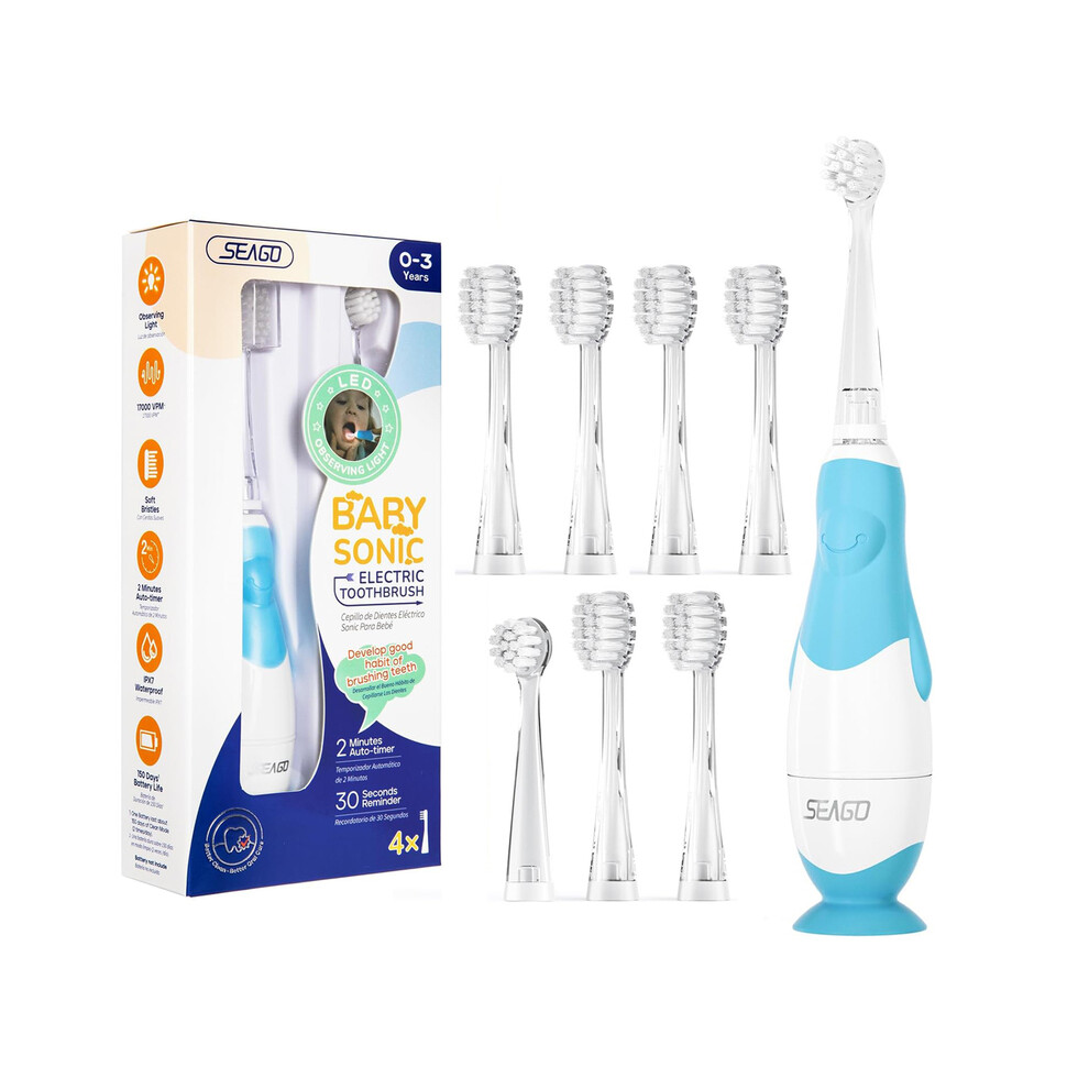 Maxpower Toddler Electric Toothbrushes For Baby Ages 0-3 Years Baby Toothbrush With Smart Timer Soft Brush For Baby With