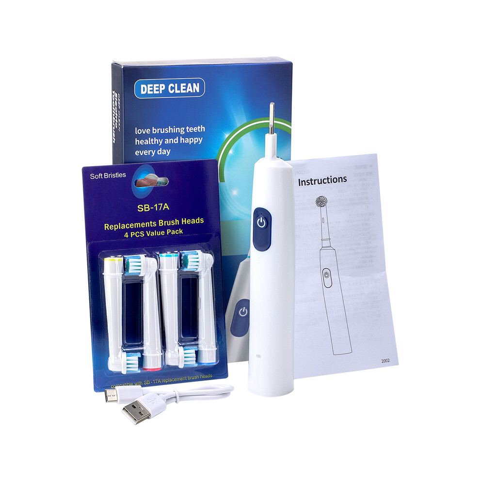 Maxpower Black/White Rotary Electric Toothbrush Rechargeable 5 Modes Sonic Vibration Tooth Brush Adults Rotating Toothbrushes Teeth