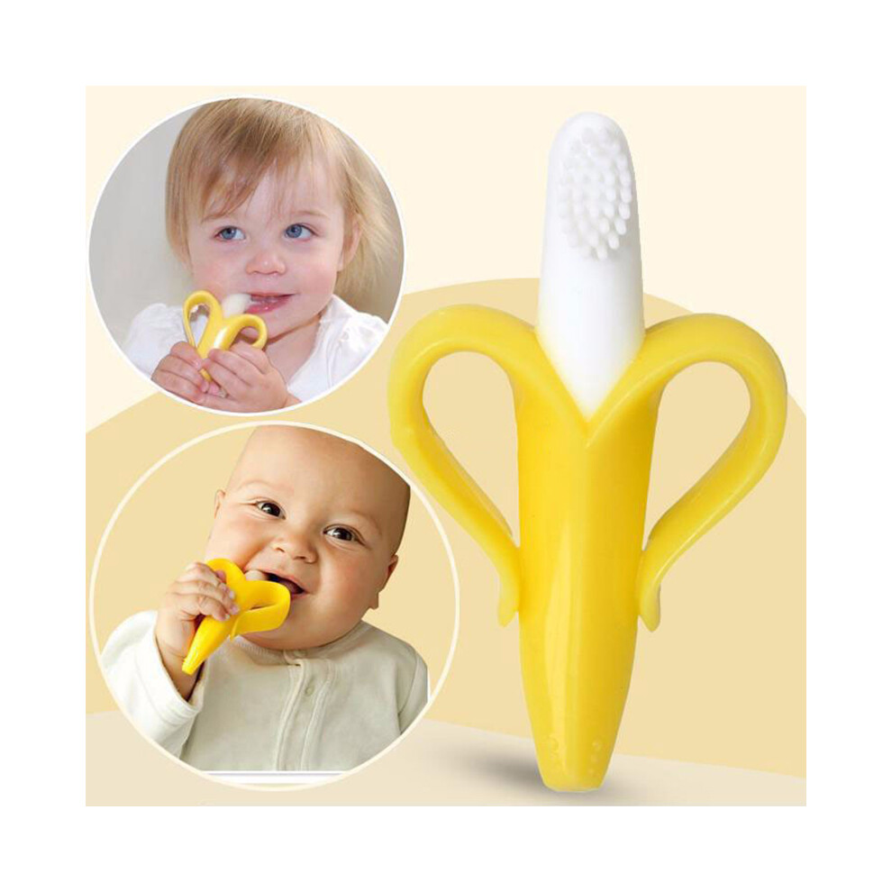 Mommy And Angel Baby Safe Bpa Free Teether Toys Toddle Banana Training Toothbrush Silicone Chew Dental Care Toothbrush Maxpower