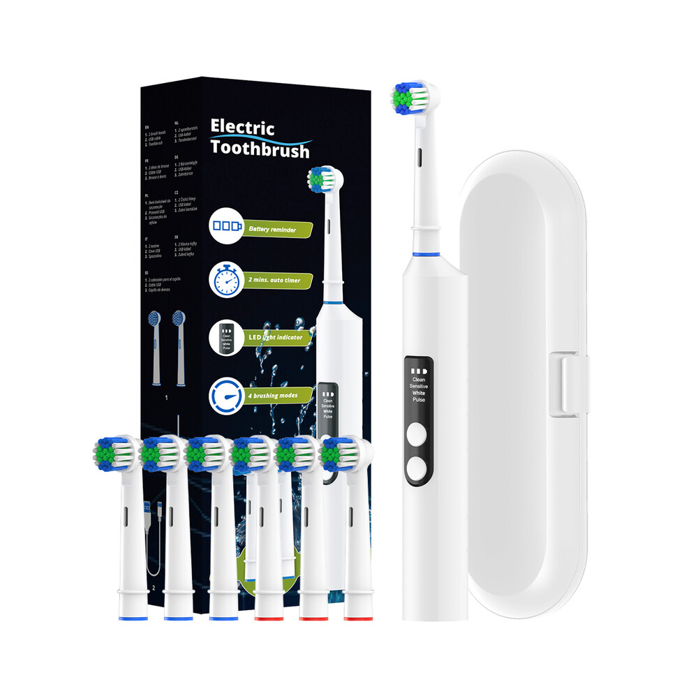 Maxpower Smart Rotating Electric Toothbrush, 4 Modes Rechargeable Rotary Toothbrush With 6 Heads, Compatible With Oral
