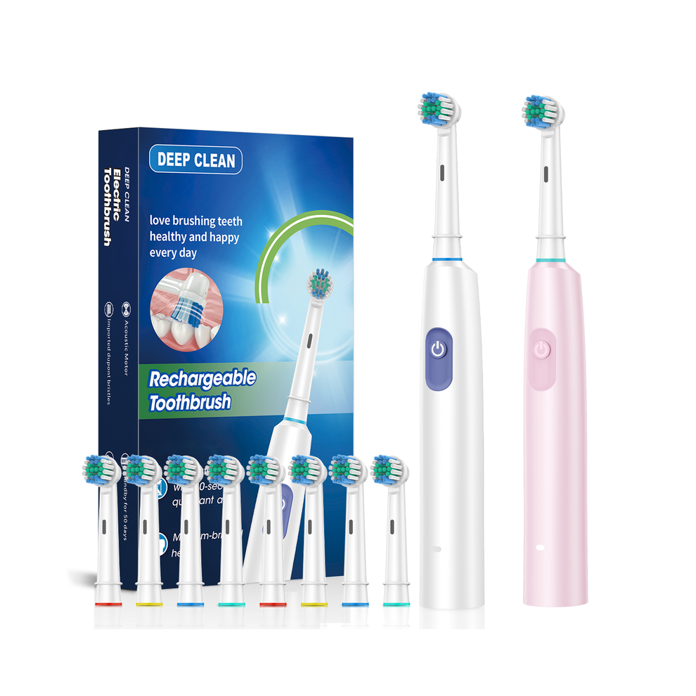 Maxpower New Rotating Electric Toothbrush Adult Timer Brush 6 Mode Usb Charger Rechargeable Tooth Brushes Replacement Heads