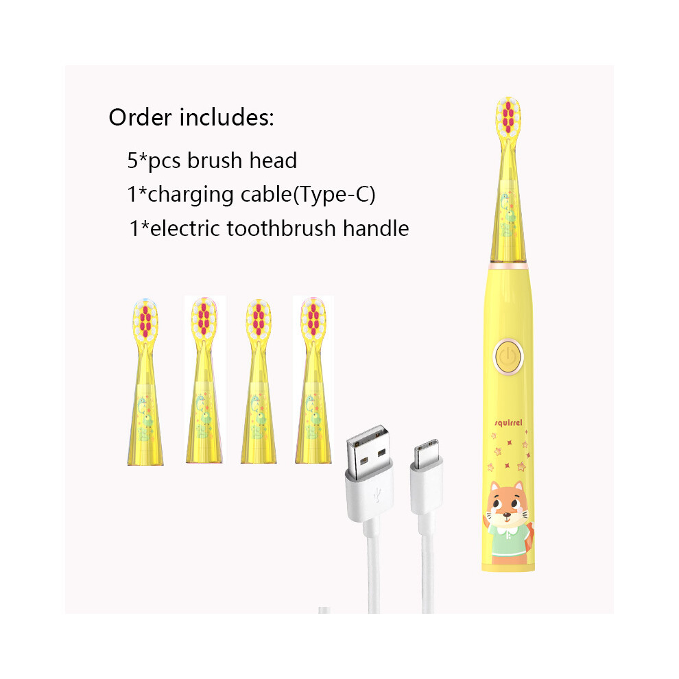 Maxpower Children's Electric Toothbrush Cartoon Kids With Replacement Head Ultrasonic Ipx7 Waterproof Rechargeable Sonic