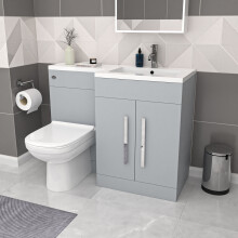 Nes Home Matte Grey 1100mm RH Vanity WC Unit & Modern BTW Toilet Flat Pack