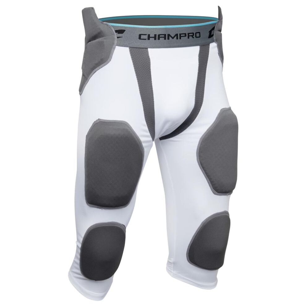 Champro (FPGU7AWM) Pantaloni Da Calcio Con 7 Cuscinetti, Bianco, Adulto, M (FPGU7AWM)-image
