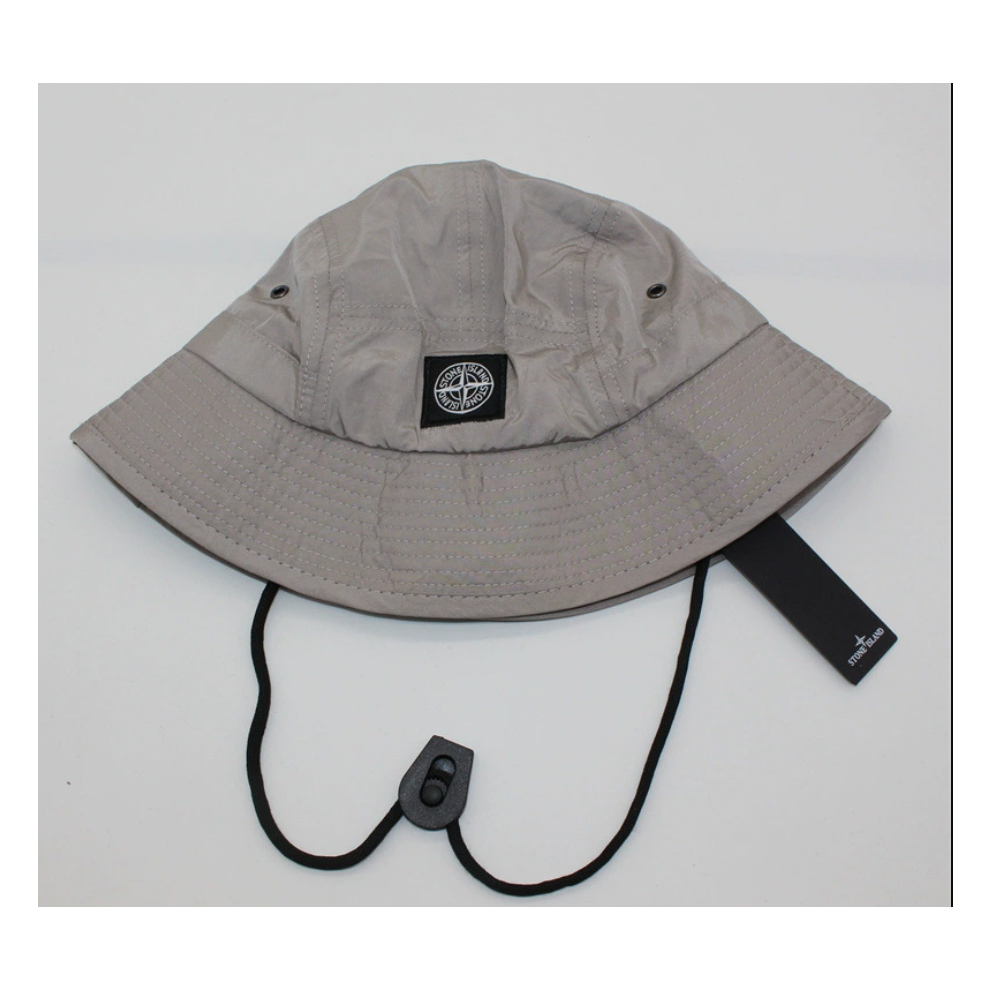 Stone Island Fisherman's Hat Fishing Hat Dome Outdoor Basin Hat Adjustable Windproof Rope（grey ）