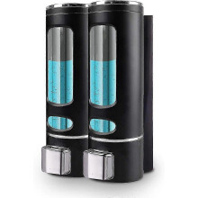 (two black, One size) 800ml Manual Soap Dispenser Wall Mounted Liquid Bathroom Shampoo Gel Pump Shower