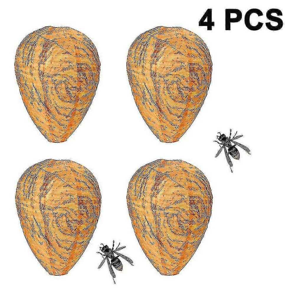 (Yellow, One Size) 4 Pieces Waterproof Wasp Nest Decoys Hanging Hornet Deterrents Fake Cloth Wasp Nest Non-Toxic Bee Decoy Deterrent For Home And Gard 5063595968686
