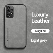 (light grey, Samsung Galaxy A36) Luxury Leather Case For Samsung Galaxy A56 A36 A54 A34 A25 A15 A05 A55 A53 A13 A72 A52 S24 S23 S22 S21 Ultra Soft Silicone Frame Phone Cover