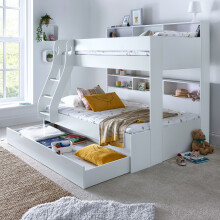 (White, Yes) Oliver Triple Sleeper Storage Bunk Bed