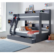 (Onyx Grey, No) Oliver Triple Sleeper Storage Bunk Bed