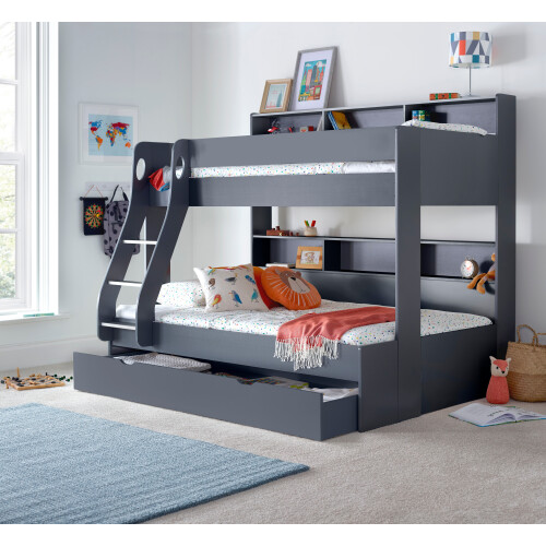 Bedmaster (Onyx Grey, No) Oliver Triple Sleeper Storage Bunk Bed